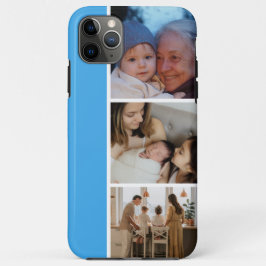 Familiefotocollage blauw 4 foto's Case-Mate iPhone case