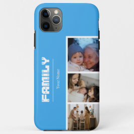 Familiefotocollage blauw 4 foto's Case-Mate iPhone case