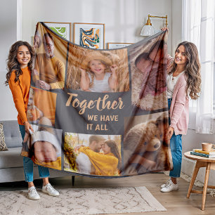 Familiefotocollage Bruin Samen Hebben We Alles Fleece Deken