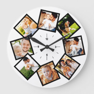 Familiefotocollage Chic Zwart en Wit Grote Klok