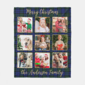 Familiefotocollage Custom Modern Holiday Plaid Fleece Deken (Voorkant)