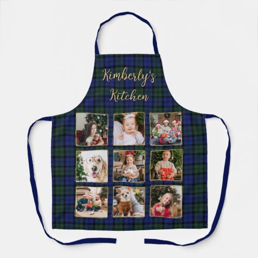 Familiefotocollage Custom Modern Holiday Plaid Schort (Voorkant)