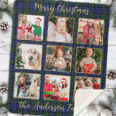 Familiefotocollage Custom Modern Holiday Plaid Sherpa Deken