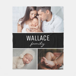 Familiefotocollage Eenvoudig gepersonaliseerd Fleece Deken