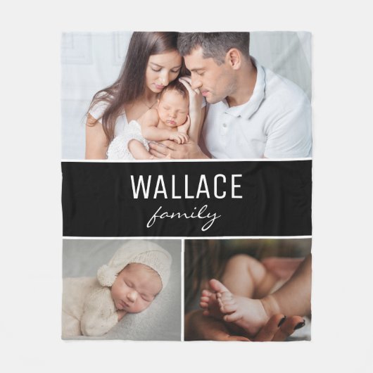 Familiefotocollage Eenvoudig gepersonaliseerd Fleece Deken (Voorkant)
