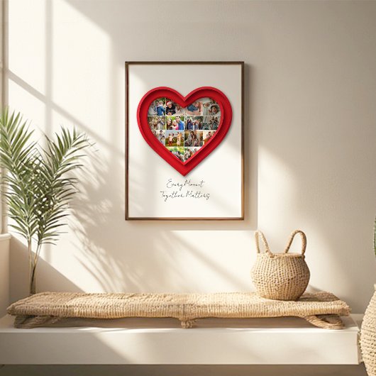 Familiefotocollage in hartvorm poster