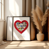 Familiefotocollage in hartvorm poster