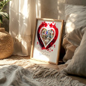 Familiefotocollage in hartvorm poster