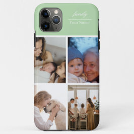 Familiefotocollage lichtgroen 4 foto's Case-Mate iPhone case