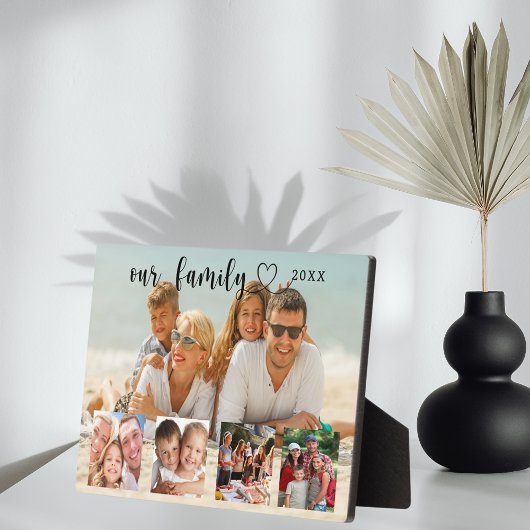 Familiefotocollage liefdeshart script fotoplaat