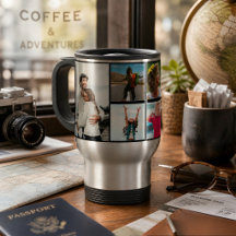Familiefotocollage met 6 foto's en aangepaste teks