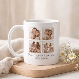 Familiefotocollage met aangepaste tekst koffiemok