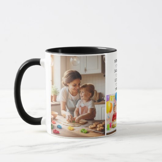 Familiefotocollage met eigen naam mok (Links)