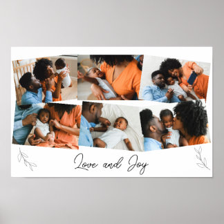 Familiefotocollage met Love and Joy-script Poster