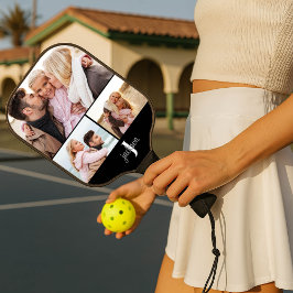 Familiefotocollage met monogram pickleball paddle