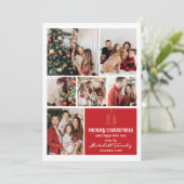 Familiefotocollage, modern, minimalistisch kerstfe feestdagenkaart (Staand voorkant)