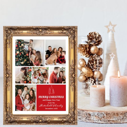 Familiefotocollage, modern, minimalistisch kerstfe feestdagenkaart