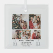 Familiefotocollage, modern, minimalistisch kerstfe glas ornament (Voorkant)