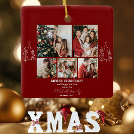 Familiefotocollage, modern, minimalistisch kerstfe keramisch ornament