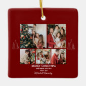 Familiefotocollage, modern, minimalistisch kerstfe keramisch ornament (Voorkant)