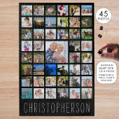 Familiefotocollage naam zwart legpuzzel