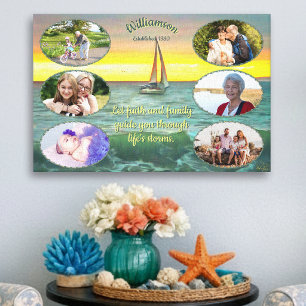 Familiefotocollage Oceaan Zonsondergang 0884 Kunst Canvas Afdruk