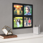 Familiefotocollage op moderne zwarte achtergrond canvas fototegel<br><div class="desc">Familiefotocollage op moderne zwarte achtergrond. U kunt uw eigen foto's toevoegen om te personaliseren.</div>