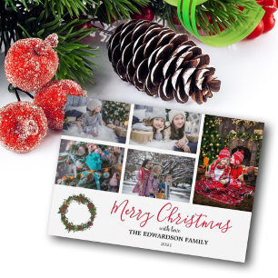 Familiefotocollage Prettig kerstfeest Feestdagenkaart