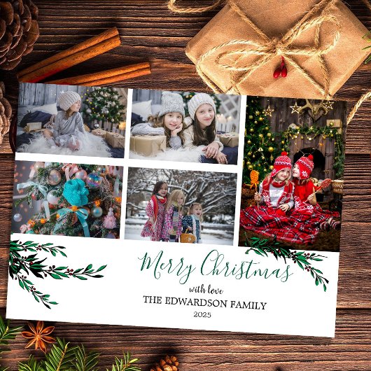 Familiefotocollage Prettig kerstfeest magneet kaar