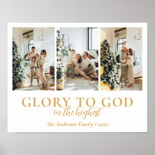 Familiefotocollage Religieus kerstcadeau Poster