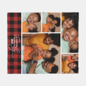 Familiefotocollage Rode Buffalo Plaid Fleece Deken (Voorkant (Horizontaal))