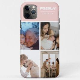 Familiefotocollage roze 4 foto's Case-Mate iPhone case