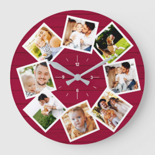 Familiefotocollage Rustic Boerderijhuis Rood Grote Klok