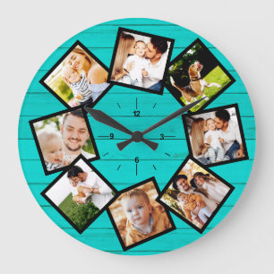Familiefotocollage Rustieke boerderij Teal Grote Klok