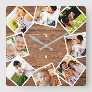 Familiefotocollage Rustieke Chic Boerderij Vierkante Klok