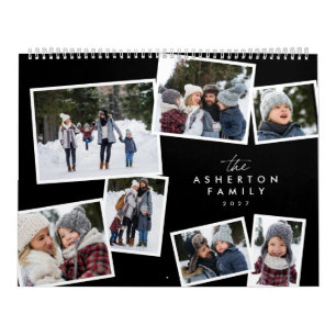 Familiefotocollage stijlvol modern zwart wit kalender