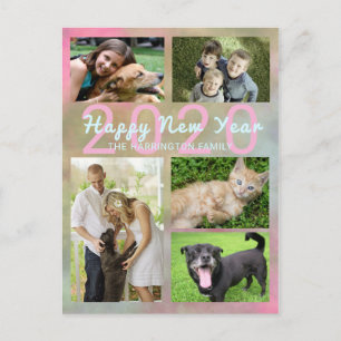 Familiefotocollage Vakantieansichtkaart met jaar Feestdagenkaart
