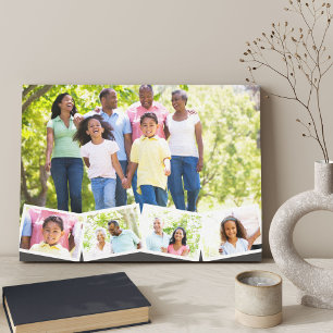 Familiefotocollage Zigzag fotostrook Donkergrijs Canvas Afdruk