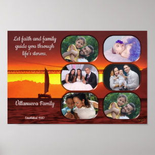 Familiefotocollage Zonsondergang 1124 Kunstprint Poster