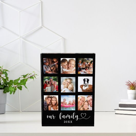 Familiefotocollage zwart fotoblokken