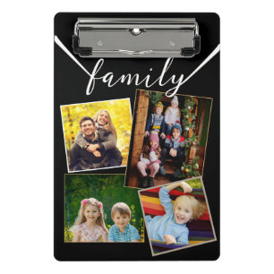 Familiefoto's 4 foto's Aangepaste Galerij Zwart Mini Klembord