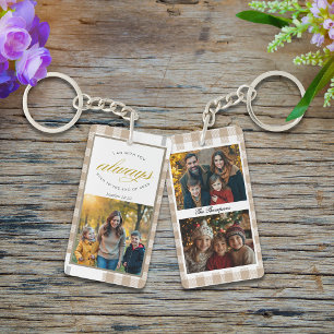 Familiefoto's Beige Moderne Schrift Sleutelhanger