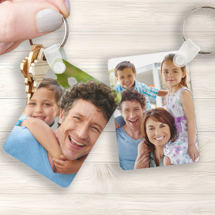 Familiefoto's dubbelzijdig twee foto's sleutelhanger
