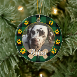 Familiefoto's en bot, poten, groene buffels keramisch ornament