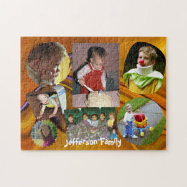 Familiefoto's en naam op abstracte achtergrond legpuzzel