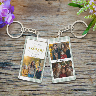 Familiefoto's Groen Moderne Schrift Sleutelhanger