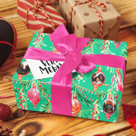 Familiefoto's | Kitsch kerstornament Cadeaupapier