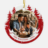 Familiefoto's met kerstbomen keramisch ornament (Voorkant)