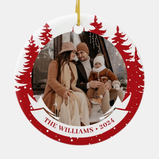 Familiefoto's met kerstbomen keramisch ornament (Achterkant)