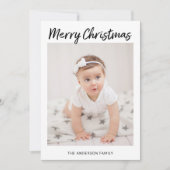 Familiefoto's | Minimalistisch script Vrolijk kers Feestdagenkaart (Voorkant)